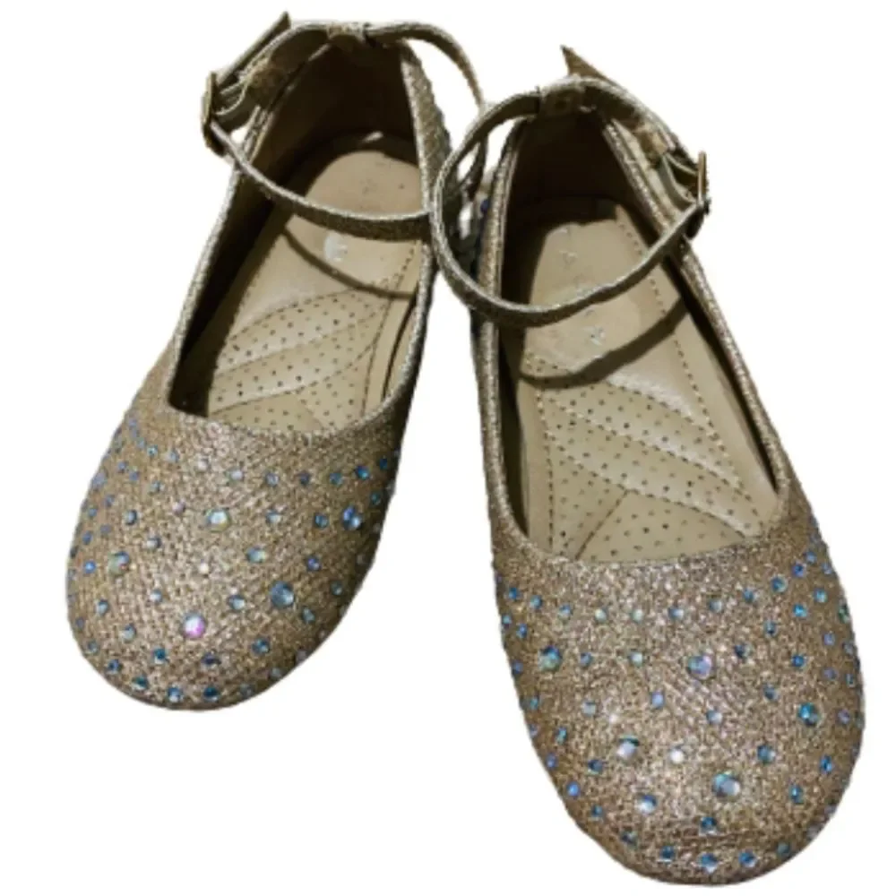 Tahari Toddler Girls Rose Gold Rhinestone Jem Strap Buckle Dress Shoes - Size 10